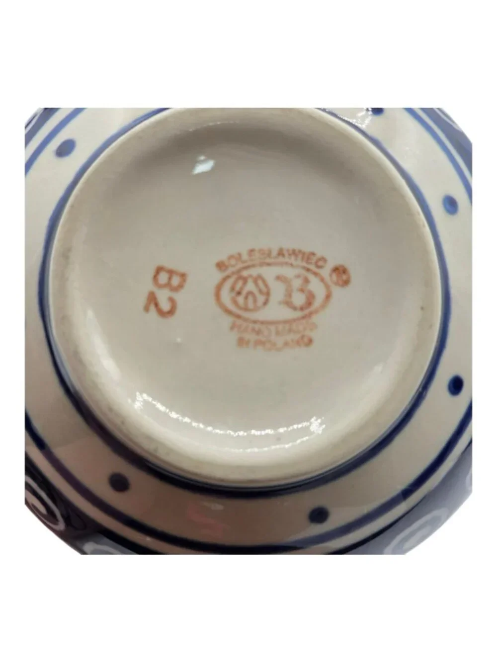 Handmade Boleslawiec Polish Pottery Creamer Pitcher Blue White Swirl 48oz
